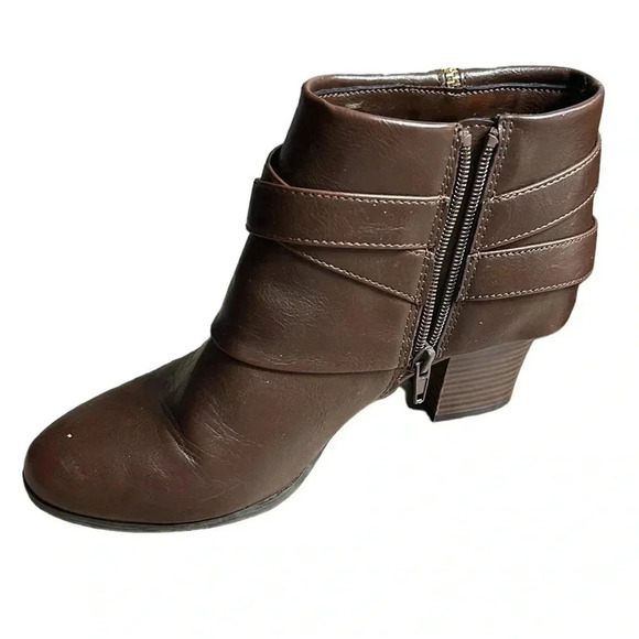 Thalia Sodi ankle booties woman 9M .Brown square heel ,round toe, EC - Picture 4 of 16